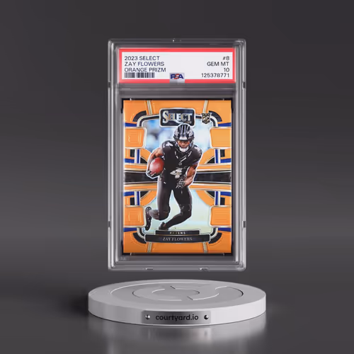 2023 Panini Select #8 Zay Flowers - Orange Prizm (PSA 10 GEM MINT)