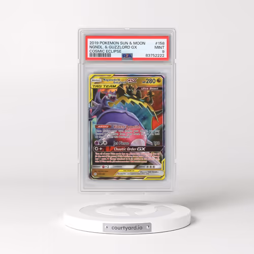 2019 Pokémon Sun & Moon Cosmic Eclipse #158 Naganadel & Guzzlord GX - Holo (PSA 9 MINT)