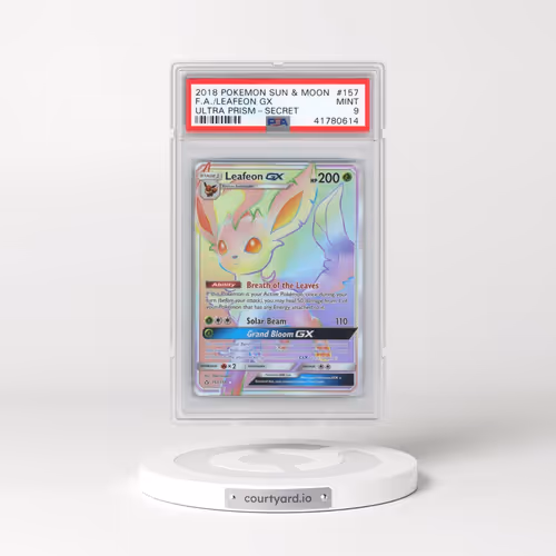 2018 Pokémon Sun & Moon Ultra Prism #157 Leafeon GX - Holo Full Art Secret (PSA 9 MINT)