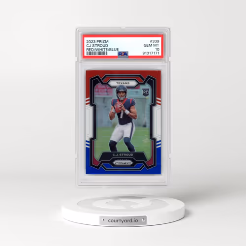 2023 Panini Prizm #339 CJ Stroud - Red/White/Blue Prizm (PSA 10 GEM MINT)