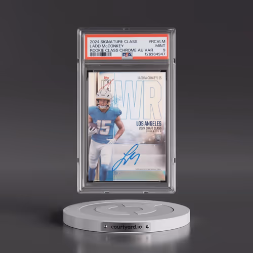 2024 Topps Signature Class Rookie Class Chrome Autograph Variation #RCVLM Ladd McConkey (PSA 9 MINT)