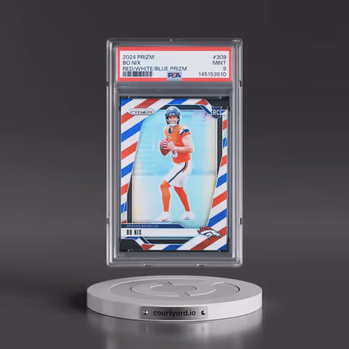 2024 Panini Prizm #309 Bo Nix - Red/White/Blue Prizm (PSA 9 MINT)