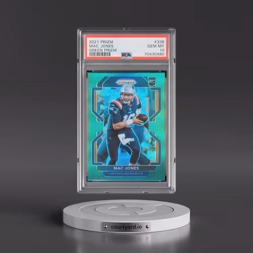 2021 Panini Prizm #336 Mac Jones - Green Prizm (PSA 10 GEM MINT)