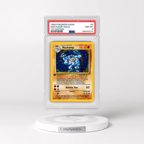 1999 Pokémon Game #8 Machamp - 1st Edition Holo (PSA 8 NM-MT)