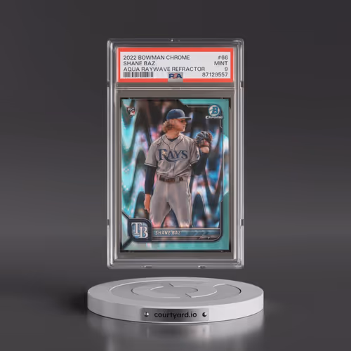 2022 Bowman Chrome #66 Shane Baz - Aqua Raywave Refractor (PSA 9 MINT)