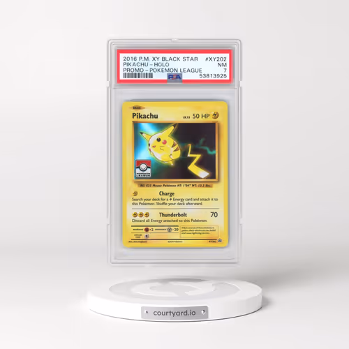 2016 Pokémon XY Black Star Promo #XY202 Pikachu - Holo Pokemon League (PSA 7 NM)