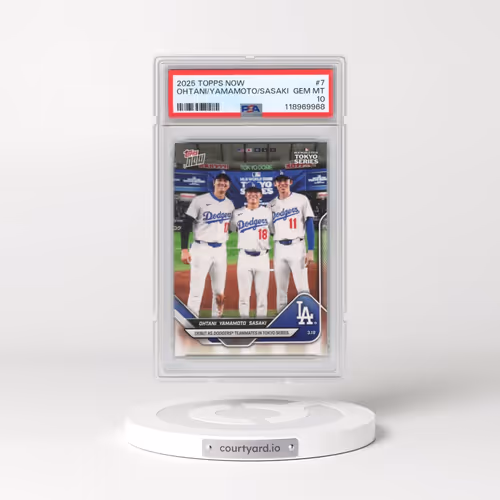 2025 Topps Now #7 Roki Sasaki/Shohei Ohtani/Yoshinobu Yamamoto (PSA 10 GEM MINT)