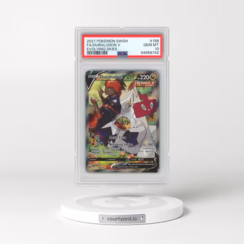 2021 Pokémon Sword & Shield Evolving Skies #198 Duraludon V - Holo Full Art (PSA 10 GEM MINT)