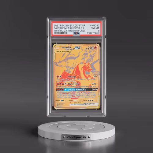 2021 Pokémon SM Black Star Promo #SM247 Reshiram & Charizard GX - Holo Full Art Reshiram & Charizard