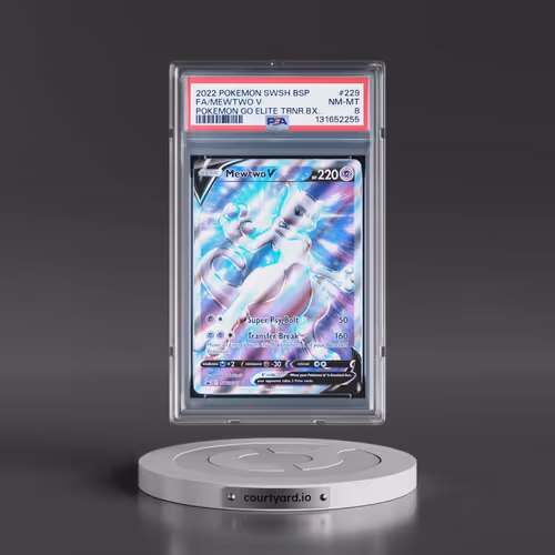 2022 Pokémon Swsh Black Star Promo #229 Mewtwo V - Holo Full Art Pokemon Go Elite Trainer Box (PSA 8