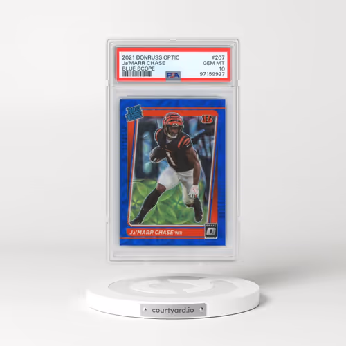 2021 Panini Donruss Optic #207 JA'Marr Chase - Blue Scope (PSA 10 GEM MINT)