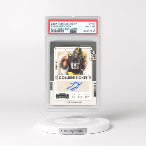 2022 Panini Chronicles Draft Picks Contenders College Ticket Autographs #CCTTGO Tyler Goodson (PSA 8 NM-MT)