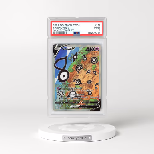 2022 Pokémon Sword & Shield Silver Tempest #177 Unown V - Holo Full Art (PSA 9 MINT)