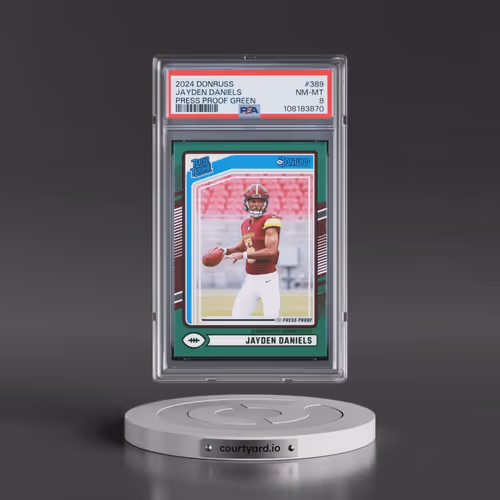 2024 Panini Donruss #389 Jayden Daniels - Press Proof Green (PSA 8 NM-MT)