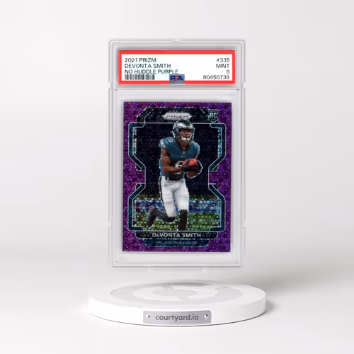 2021 Panini Prizm #335 DeVonta Smith - No Huddle Purple (PSA 9 MINT)