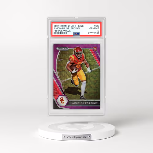 2021 Panini Prizm Draft Picks #133 Amon-RA St. Brown - Purple Wave (PSA 10 GEM MINT)