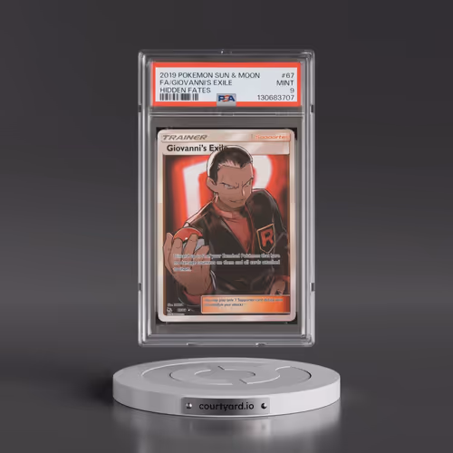 2019 Pokémon Sun & Moon Hidden Fates #67 Giovanni's Exile - Full Art (PSA 9 MINT)