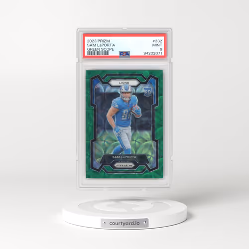 2023 Panini Prizm #332 Sam LaPorta - Green Scope (PSA 9 MINT)