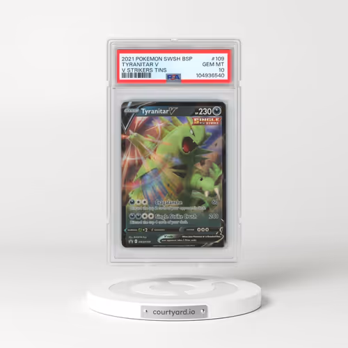 2021 Pokémon Swsh Black Star Promo #109 Tyranitar V - Holo V Strikers Tins (PSA 10 GEM MINT)