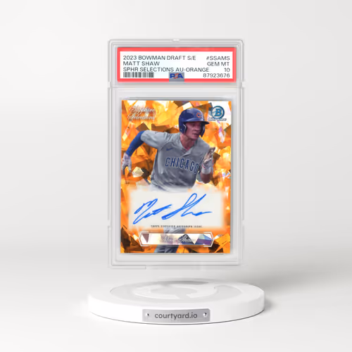 2023 Bowman Draft Sapphire Edition Sapphire Selections Autograph #SSAMS Matt Shaw - Orange (PSA 10 GEM MINT)