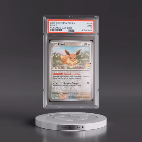 2025 Pokémon Pre EN-Prismatic Evolutions #074 Eevee - Pokemon Day 2025 (PSA 9 MINT)