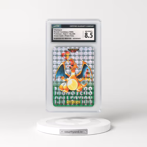 1996 Japanese Bandai Carddass #6 Charizard - Full Art Holo Green Card (CGC 8.5 NM-MT+)