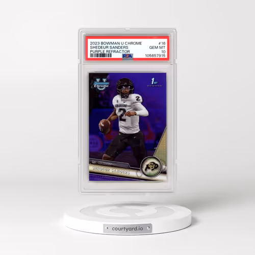 2023 Bowman University Chrome #16 Shedeur Sanders - Purple Refractor (PSA 10 GEM MINT)