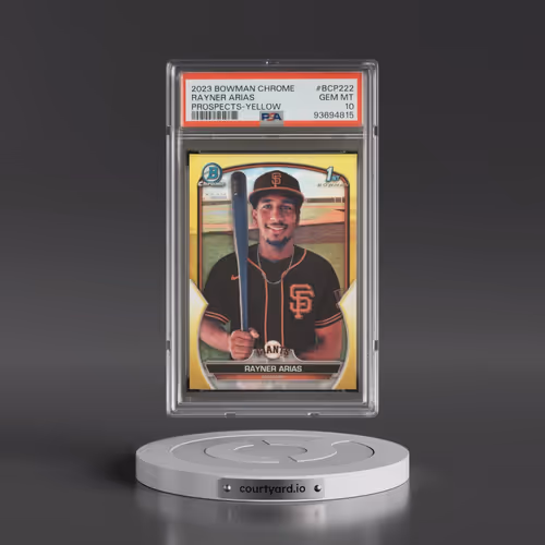 2023 Bowman Chrome Prospects #BCP222 Rayner Arias - Yellow Refractor (PSA 10 GEM MINT)
