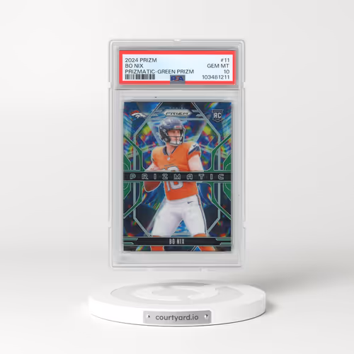 2024 Panini Prizm Prizmatic #11 Bo Nix - Green Prizm (PSA 10 GEM MINT)