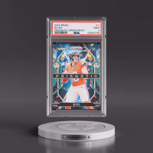 2024 Panini Prizm Prizmatic #11 Bo Nix - Green Prizm (PSA 9 MINT)