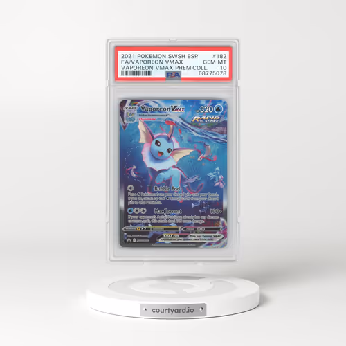 2021 Pokémon Swsh Black Star Promo #182 Vaporeon Vmax - Full Art Vaporeon Vmax Premium Collection (PSA 10 GEM MINT)