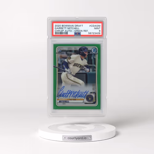 2020 Bowman Draft Chrome Draft Picks Autographs #CDAGM Garrett Mitchell - Green Refractor (PSA 9 MIN