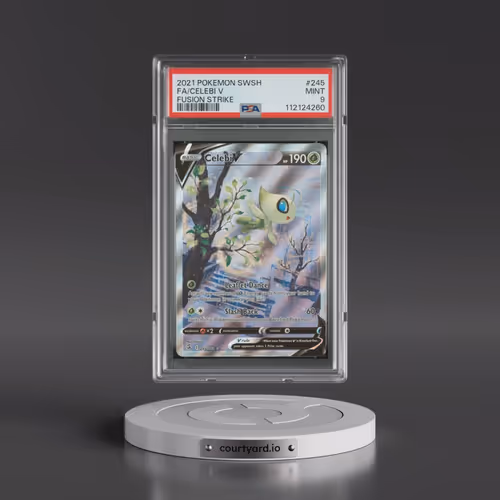 2021 Pokémon Sword & Shield Fusion Strike #245 Celebi V - Holo Full Art (PSA 9 MINT)