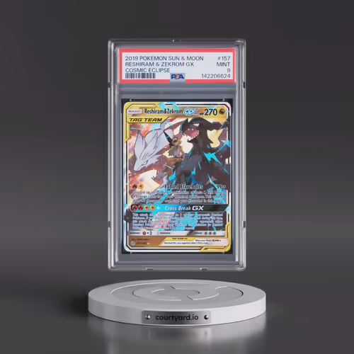 2019 Pokémon Sun & Moon Cosmic Eclipse #157 Reshiram & Zekrom GX - Holo (PSA 9 MINT)