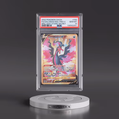 2022 Pokémon Sword & Shield Brilliant Stars #183 Galarian Moltres V - Holo Full Art Secret (PSA 10 G
