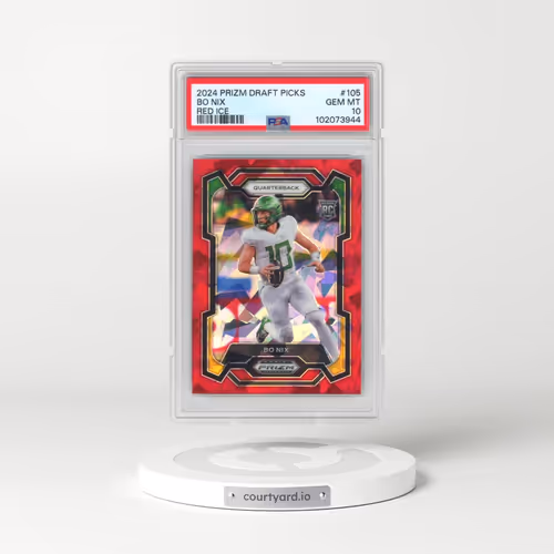 2024 Panini Prizm Draft Picks #105 Bo Nix - Red Ice (PSA 10 GEM MINT)