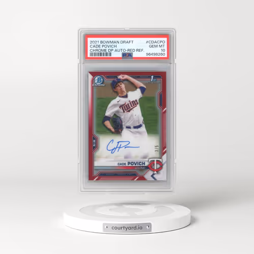 2021 Bowman Draft Chrome Draft Pick Autographs #CDACPO Cade Povich - Red Refractor (PSA 10 GEM MINT)