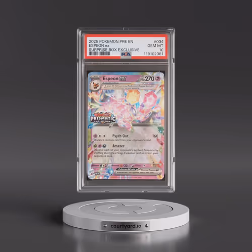 2025 Pokémon Pre EN-Prismatic Evolutions #034 Espeon EX - Holo Surprise Box Exclusive (PSA 10 GEM MI
