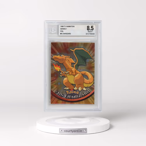 1999 Topps Pokémon TV Animation Series 1 Blue Logo Backs Silver Foil #6 Charizard (BGS 8.5 NM-MT+)