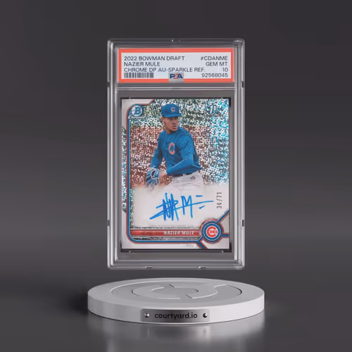 2022 Bowman Draft Chrome Draft Pick Autographs #CDANME Nazier Mule - Sparkle Refractor (PSA 10 GEM M