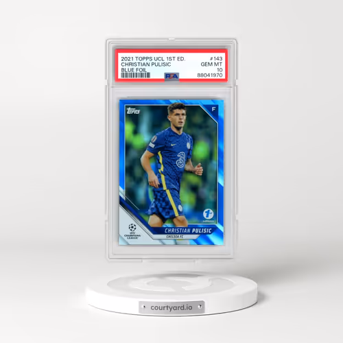 2021 Topps UEFA Champions League 1st Edition #143 Christian Pulisic - Blue Foil (PSA 10 GEM MINT)
