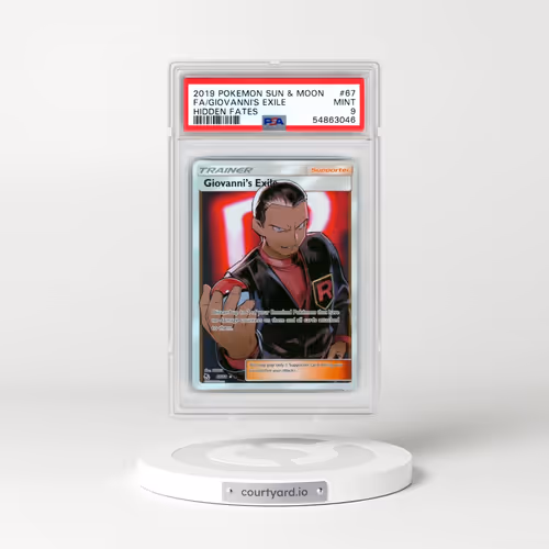 2019 Pokémon Sun & Moon Hidden Fates #67 Giovanni's Exile - Full Art (PSA 9 MINT)