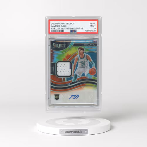2020 Panini Select Rookie Jersey Autographs #BAL LaMelo Ball - Tie-Dye Prizm (PSA 9 MINT)