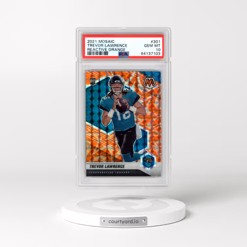 2021 Panini Mosaic #301 Trevor Lawrence - Reactive Orange (PSA 10 GEM MINT)