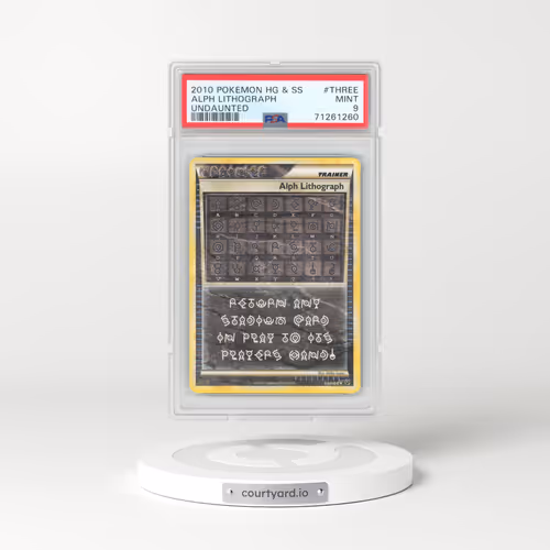 2010 Pokémon Heartgold & Soulsilver Undaunted #THREE Alph Lithograph (PSA 9 MINT)