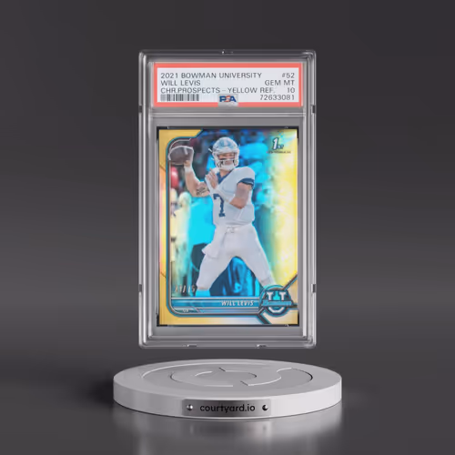 2021 Bowman University Chrome Prospects #52 Will Levis - Yellow Refractor (PSA 10 GEM MINT)