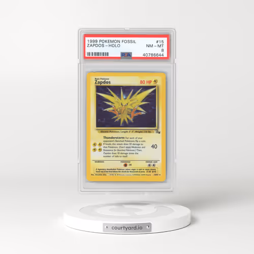 1999 Fossil #15 Zapdos - Galaxy Star Holo Corrected (PSA 8 NM-MT)