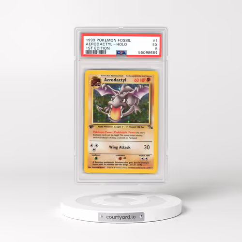 1999 Pokémon Fossil #1 Aerodactyl - 1st Edition Holo (PSA 5 EX)
