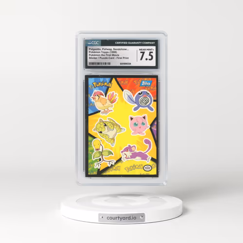 1999 Pokémon the First Movie Pidgeotto, Poliwag, Sandshrew, Jigglypuff, Bellsprout, Rattata - Sticker / Ash Puzzle Card First Print (Blue Topps Logo) (CGC 7.5 NM+)