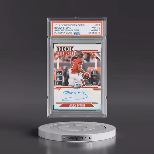 2024 Panini Contenders Optic #122 Bucky Irving - Autograph-Silver (PSA 9 MINT)